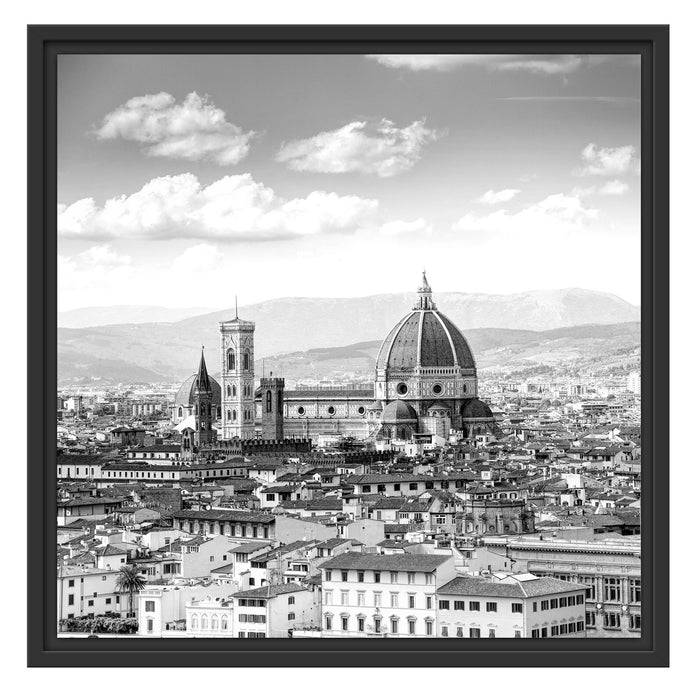 Pixxprint Panoramablick über die Dächer von Florenz, Monochrome, im Schwebe-Effekt Bilderrahmen Letzter Tag