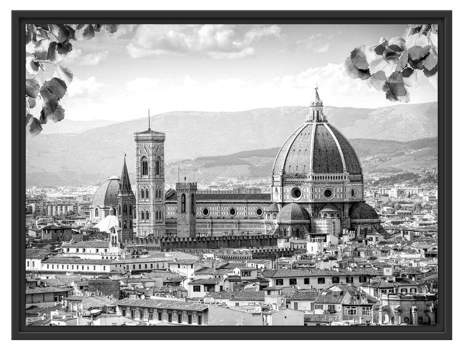 Pixxprint Hausdächer und Kirche in Florenz, Monochrome, im Schwebe-Effekt Bilderrahmen Bis zu 60% Rabatt