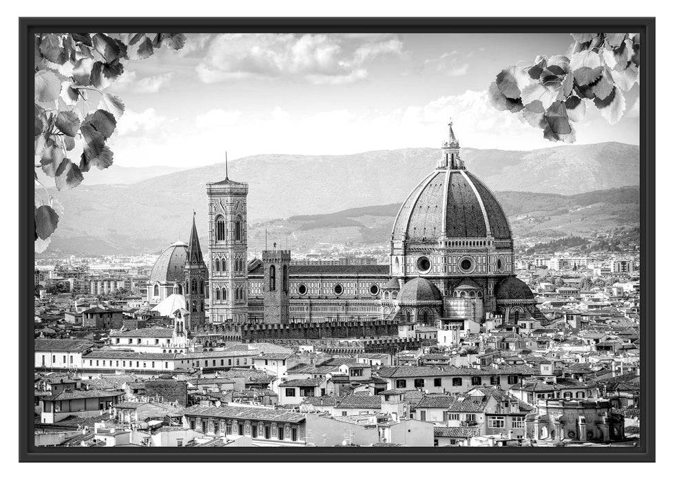 Pixxprint Hausdächer und Kirche in Florenz, Monochrome, im Schwebe-Effekt Bilderrahmen Bis zu 60% Rabatt