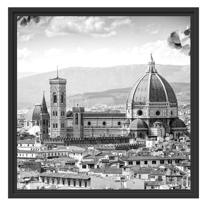 Pixxprint Hausdächer und Kirche in Florenz, Monochrome, im Schwebe-Effekt Bilderrahmen Bis zu 60% Rabatt