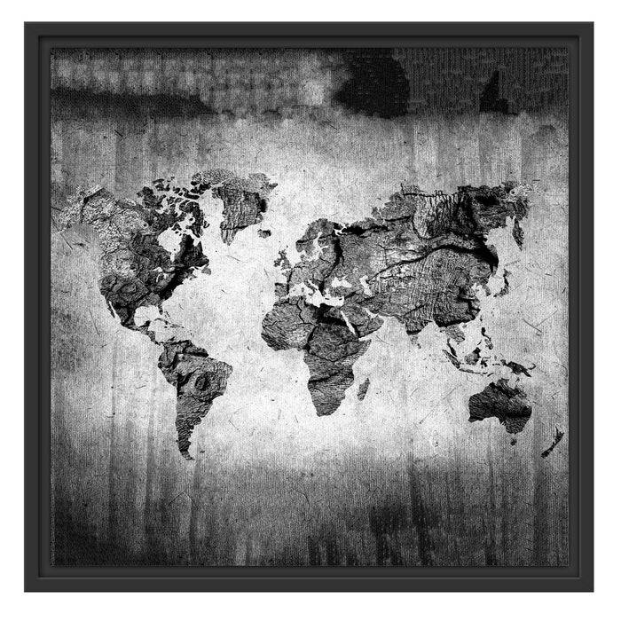 Pixxprint Weltkarte auf altem Holz, Monochrome, im Schwebe-Effekt Bilderrahmen Bis zu 65% Rabatt