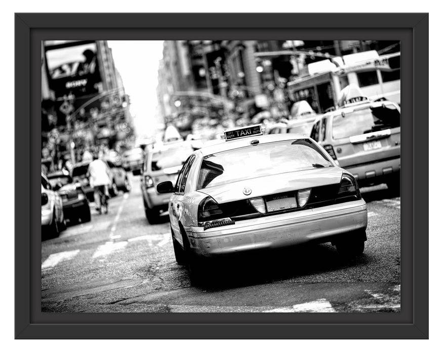 Pixxprint Gelbe Taxis am Times Square in New York, Monochrome, im Schwebe-Effekt Bilderrahmen