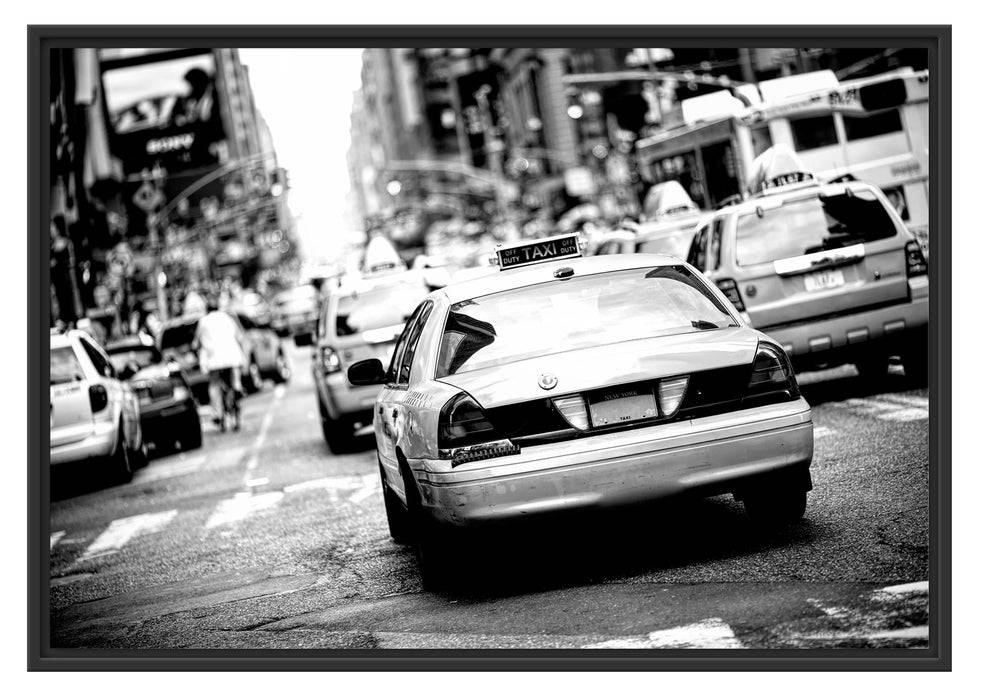 Pixxprint Gelbe Taxis am Times Square in New York, Monochrome, im Schwebe-Effekt Bilderrahmen Discount Store für neue Produkte