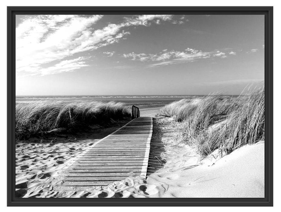 Pixxprint Weg zum Strand durch die Dünen, Monochrome, im Schwebe-Effekt Bilderrahmen Rabatte dieses Monats