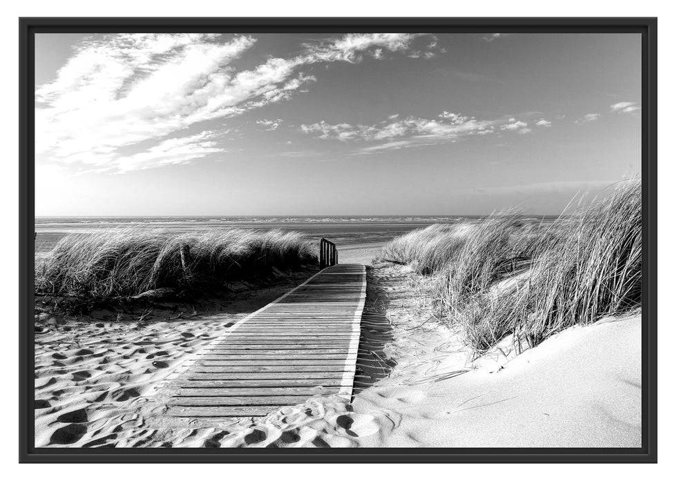 Pixxprint Weg zum Strand durch die Dünen, Monochrome, im Schwebe-Effekt Bilderrahmen Rabatte dieses Monats