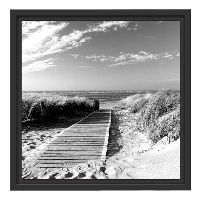Pixxprint Weg zum Strand durch die Dünen, Monochrome, im Schwebe-Effekt Bilderrahmen Rabatte dieses Monats