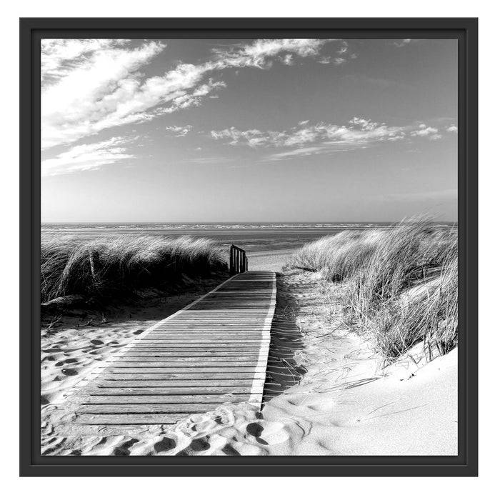 Pixxprint Weg zum Strand durch die Dünen, Monochrome, im Schwebe-Effekt Bilderrahmen Rabatte dieses Monats