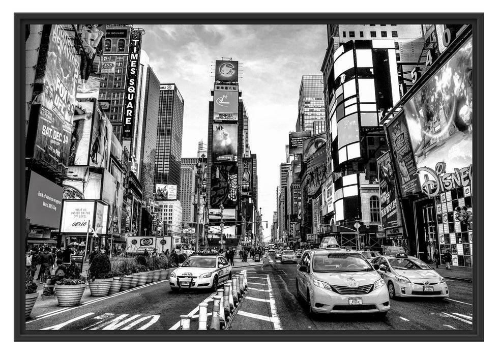 Pixxprint Times Square in new York City, Monochrome, im Schwebe-Effekt Bilderrahmen Hotsell