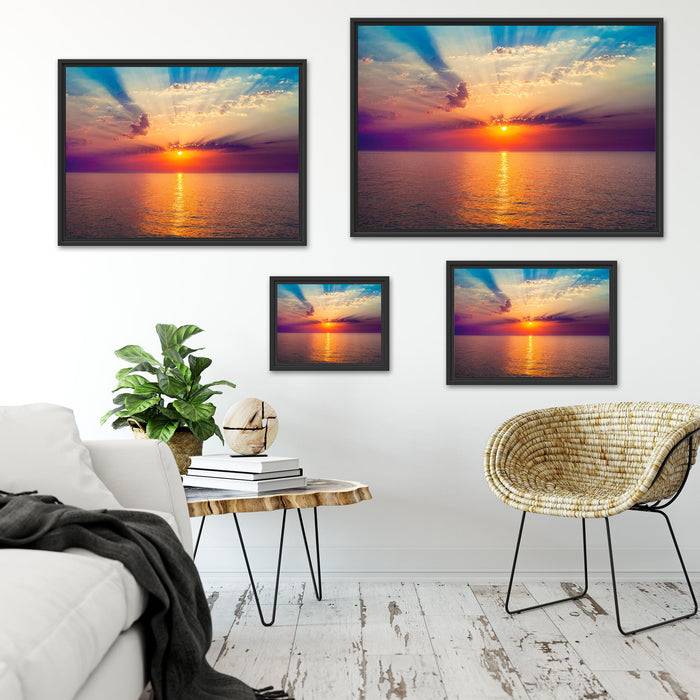 Pixxprint Meer im Sonnenaufgang, im Schwebe-Effekt Bilderrahmen Exklusivangebot