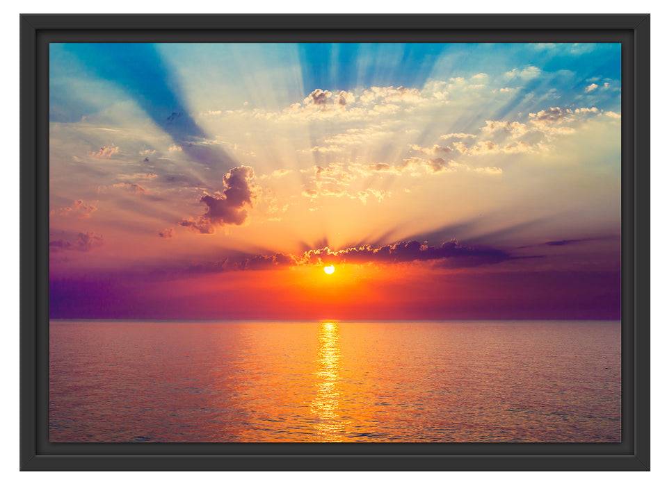 Pixxprint Meer im Sonnenaufgang, im Schwebe-Effekt Bilderrahmen Exklusivangebot