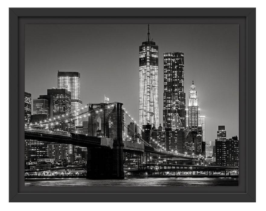 Pixxprint New York City Skyline bei Nacht, im Schwebe-Effekt Bilderrahmen Riesige Ersparnisse