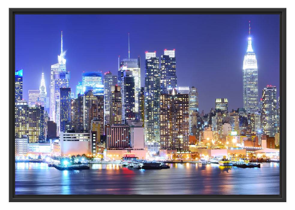 Pixxprint New York Skyline Brücke, im Schwebe-Effekt Bilderrahmen VIP-Rabatte
