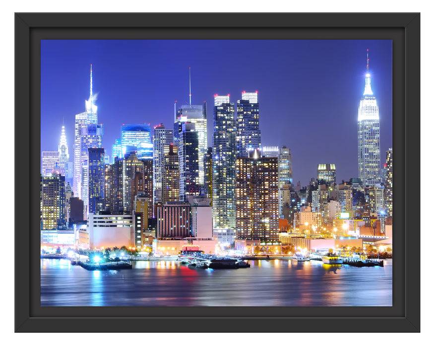 Pixxprint New York Skyline Brücke, im Schwebe-Effekt Bilderrahmen VIP-Rabatte