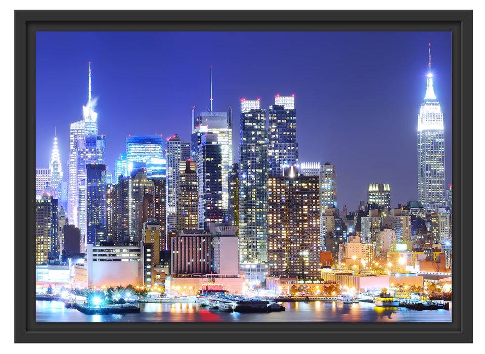 Pixxprint New York Skyline Brücke, im Schwebe-Effekt Bilderrahmen VIP-Rabatte