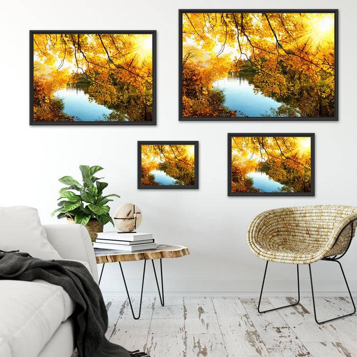 Pixxprint Landschaft mit See und Bäumen, im Schwebe-Effekt Bilderrahmen Bis zu 50% Rabatt