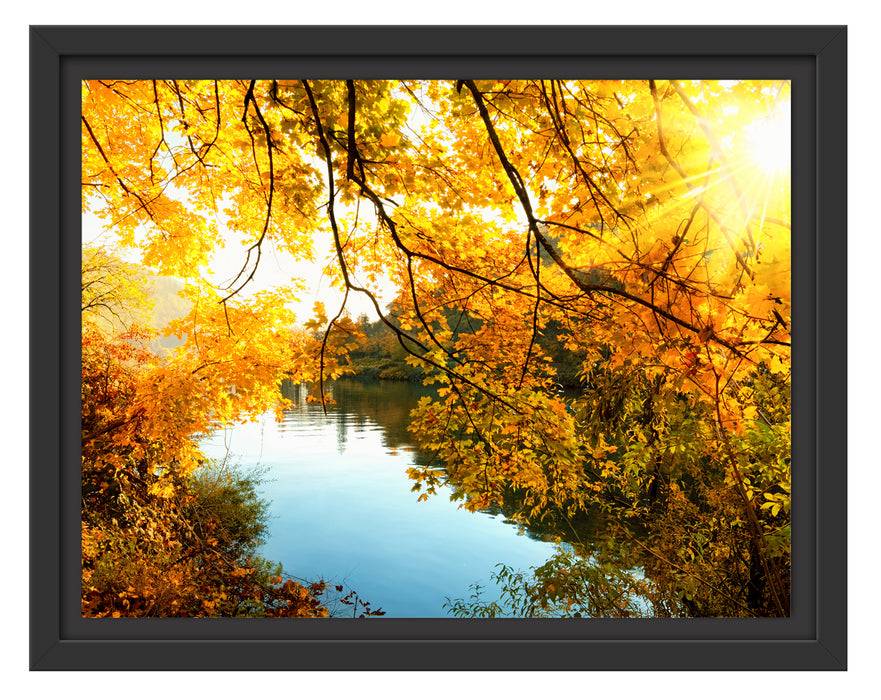 Pixxprint Landschaft mit See und Bäumen, im Schwebe-Effekt Bilderrahmen Bis zu 50% Rabatt