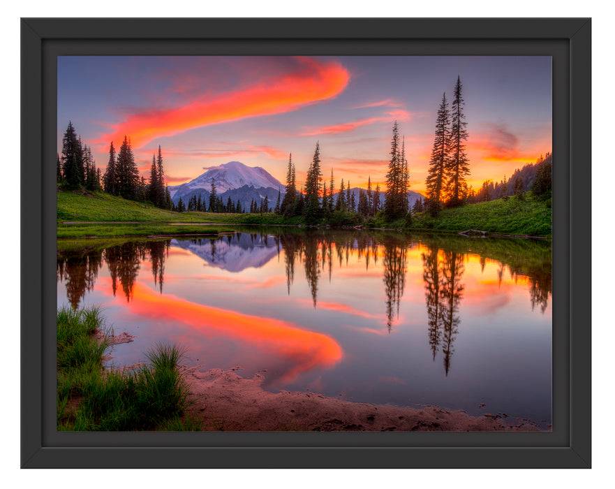 Pixxprint Sonnenaufgang Berglandschaft, im Schwebe-Effekt Bilderrahmen Bis zu 60% Rabatt