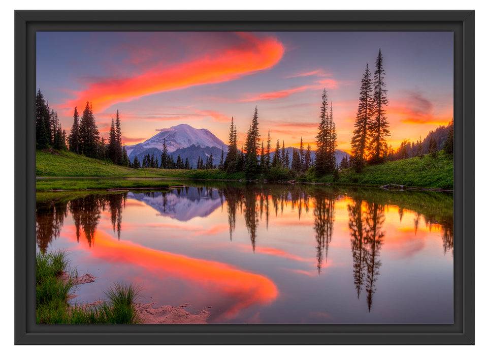 Pixxprint Sonnenaufgang Berglandschaft, im Schwebe-Effekt Bilderrahmen Bis zu 60% Rabatt