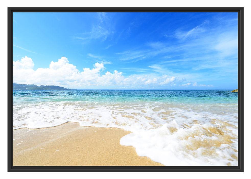 Pixxprint Strand bei Sonnenuntergang, im Schwebe-Effekt Bilderrahmen