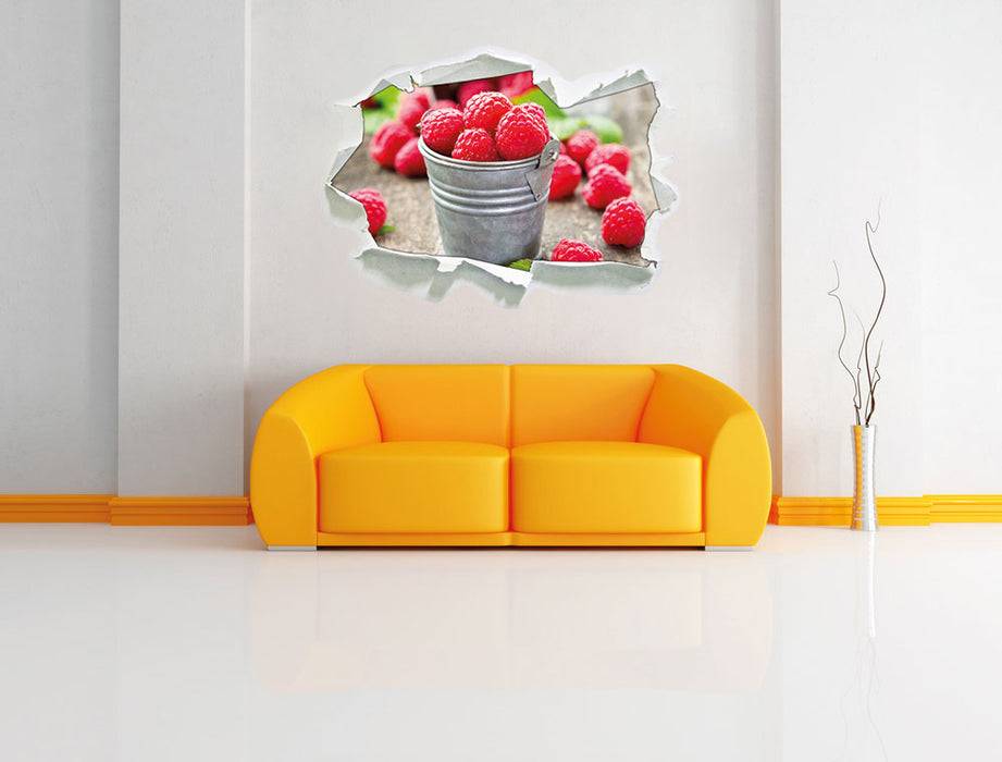 Pixxprint Eimer mit frischer Himbeeren, 3D Wandtattoo Super Rabatt