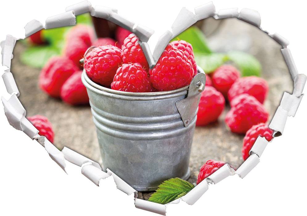 Pixxprint Eimer mit frischer Himbeeren, 3D Wandtattoo Super Rabatt