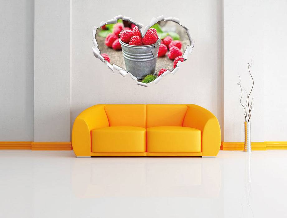 Pixxprint Eimer mit frischer Himbeeren, 3D Wandtattoo Super Rabatt