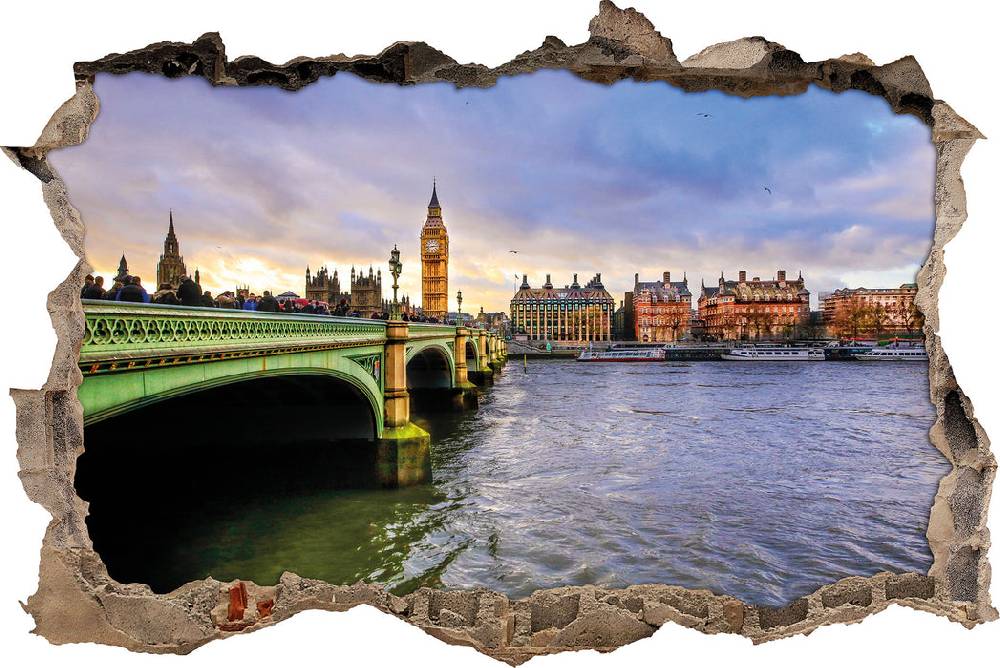 Pixxprint Big Ben an der Themse, 3D Wandtattoo