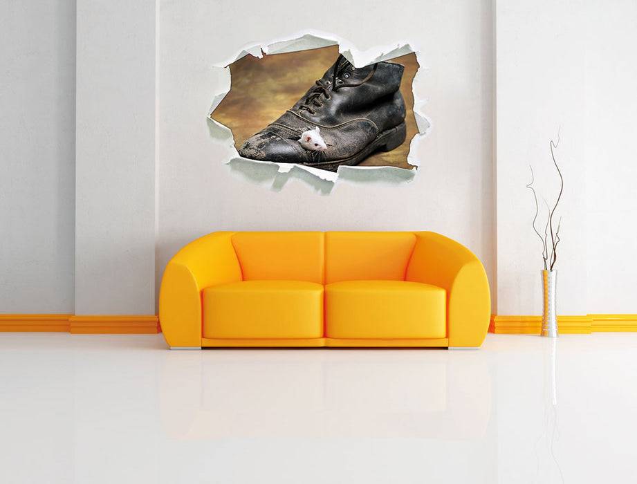 Pixxprint Maus in schwarzem Schuh, 3D Wandtattoo Rabatte dieses Monats