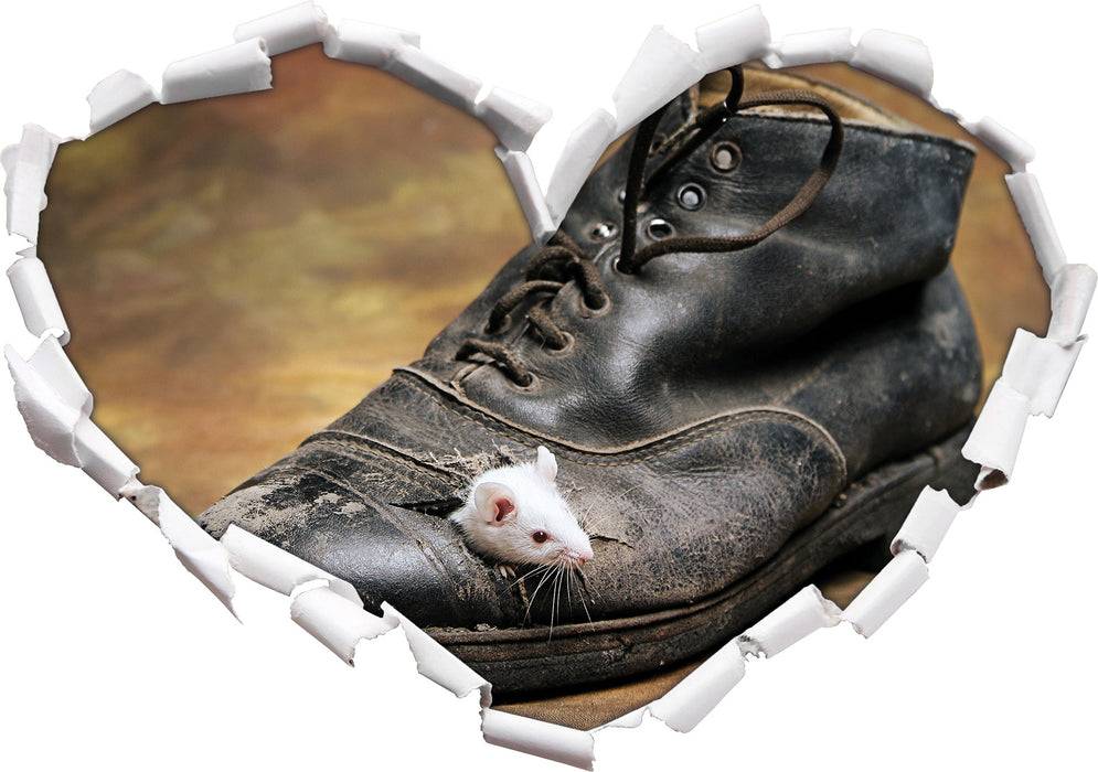 Pixxprint Maus in schwarzem Schuh, 3D Wandtattoo Rabatte dieses Monats