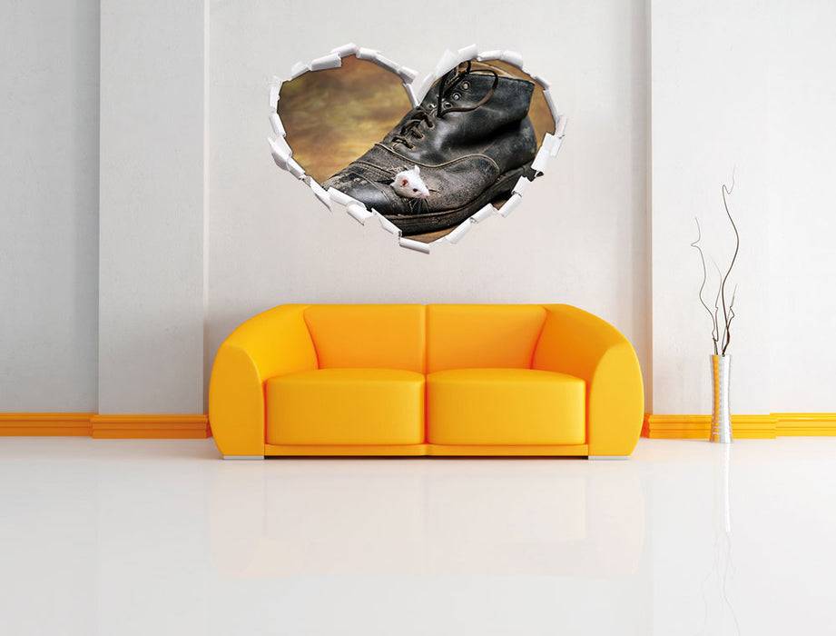 Pixxprint Maus in schwarzem Schuh, 3D Wandtattoo Rabatte dieses Monats