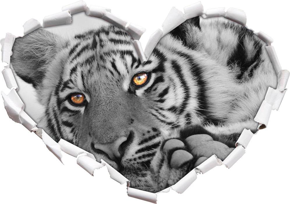 Pixxprint entspannter Tiger, 3D Wandtattoo Kostenloser Versand