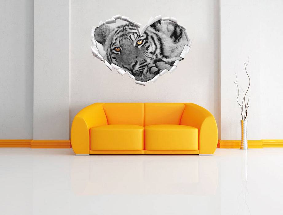 Pixxprint entspannter Tiger, 3D Wandtattoo Kostenloser Versand