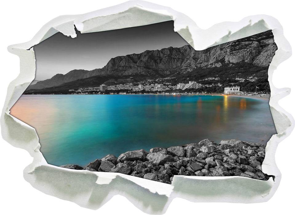 Pixxprint Strand in Makarska Kroatien, 3D Wandtattoo Limitierter Zeitrabatt