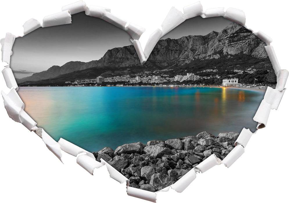 Pixxprint Strand in Makarska Kroatien, 3D Wandtattoo Limitierter Zeitrabatt