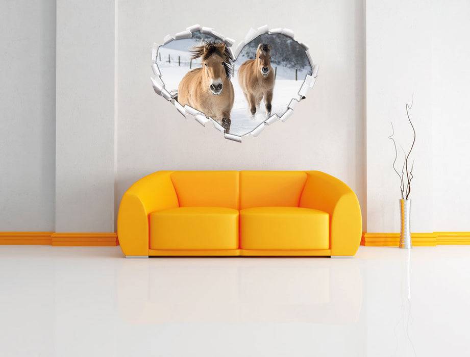 Pixxprint Pferd im Schnee, 3D Wandtattoo Fabrikpreis