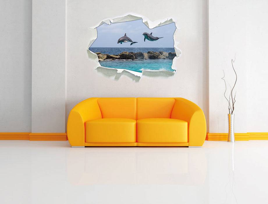 Pixxprint springende Delphine, 3D Wandtattoo Sonderangebot