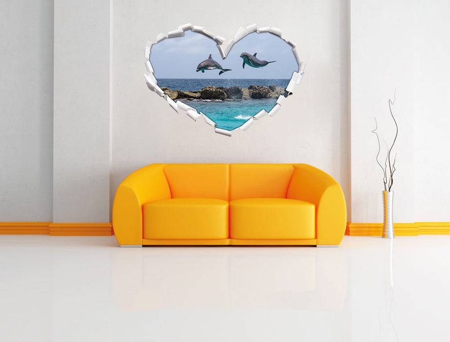 Pixxprint springende Delphine, 3D Wandtattoo Sonderangebot