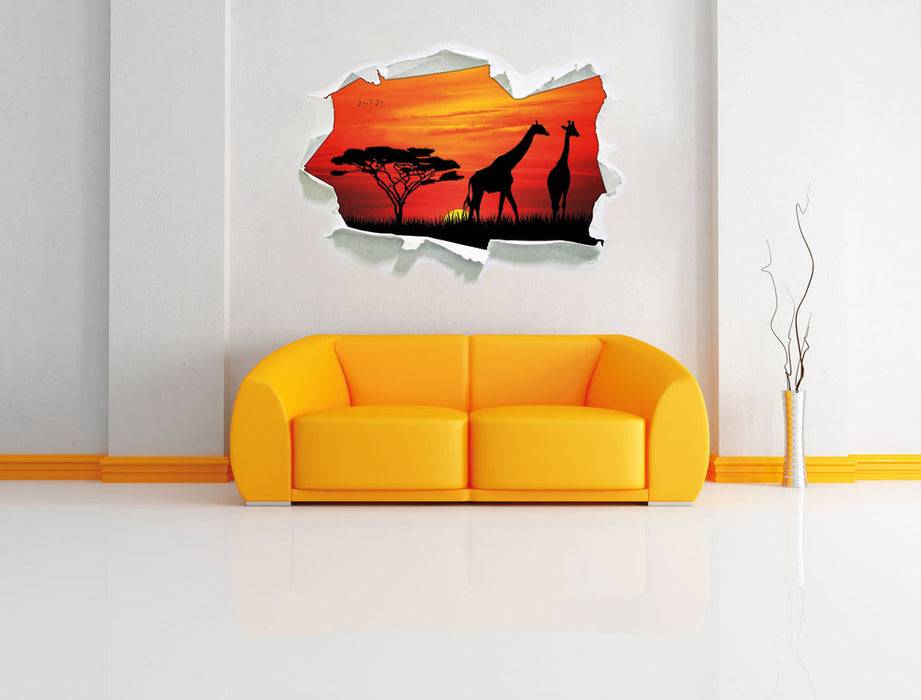 Pixxprint Afrika Giraffen im Sonnenuntergang, 3D Wandtattoo Rabatt