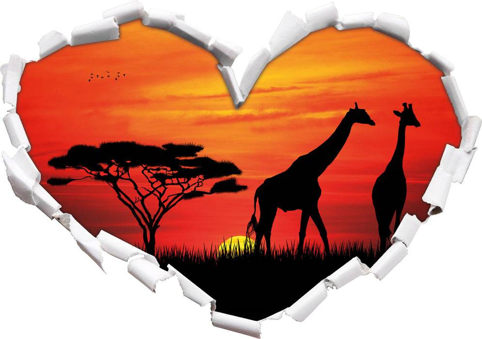 Pixxprint Afrika Giraffen im Sonnenuntergang, 3D Wandtattoo Rabatt