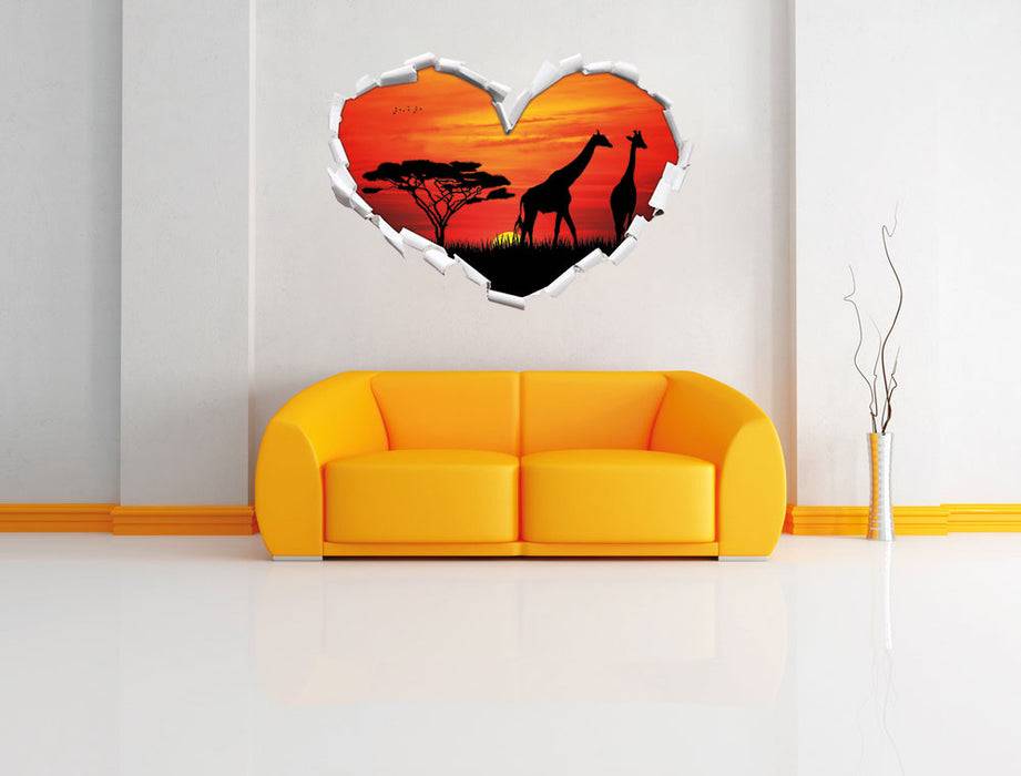 Pixxprint Afrika Giraffen im Sonnenuntergang, 3D Wandtattoo Rabatt