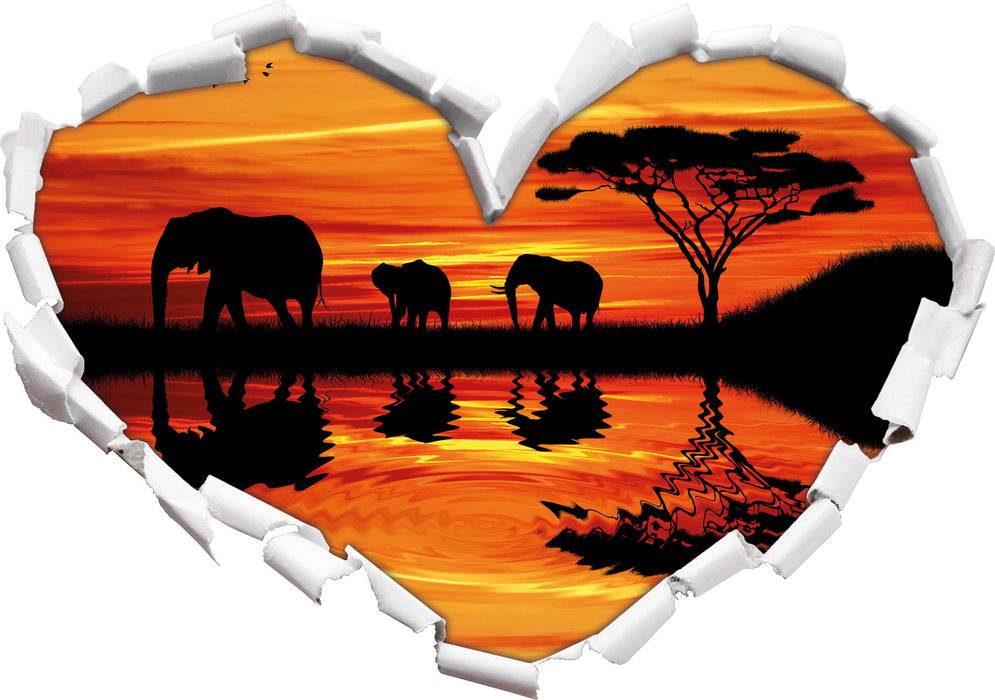 Pixxprint Afrika Elefant in Sonnenschein, 3D Wandtattoo Günstig kaufen