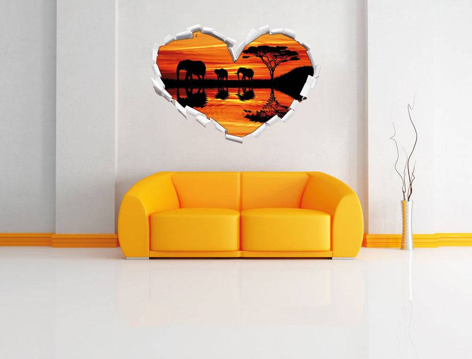 Pixxprint Afrika Elefant in Sonnenschein, 3D Wandtattoo Günstig kaufen