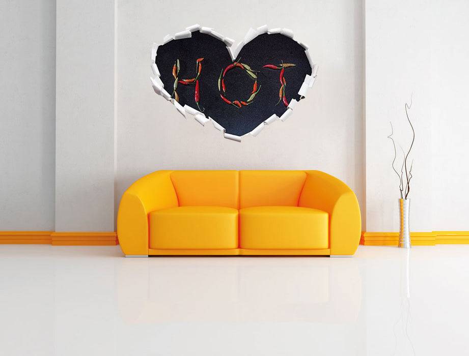 Pixxprint Chilis zu dem Wort Hot geformt, 3D Wandtattoo Vatertagsangebot