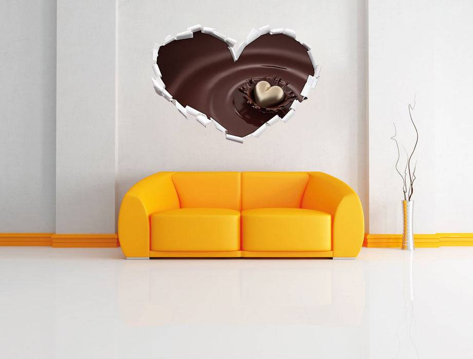 Pixxprint Goldherz fällt in Schokolade, 3D Wandtattoo Saisonale Angebote