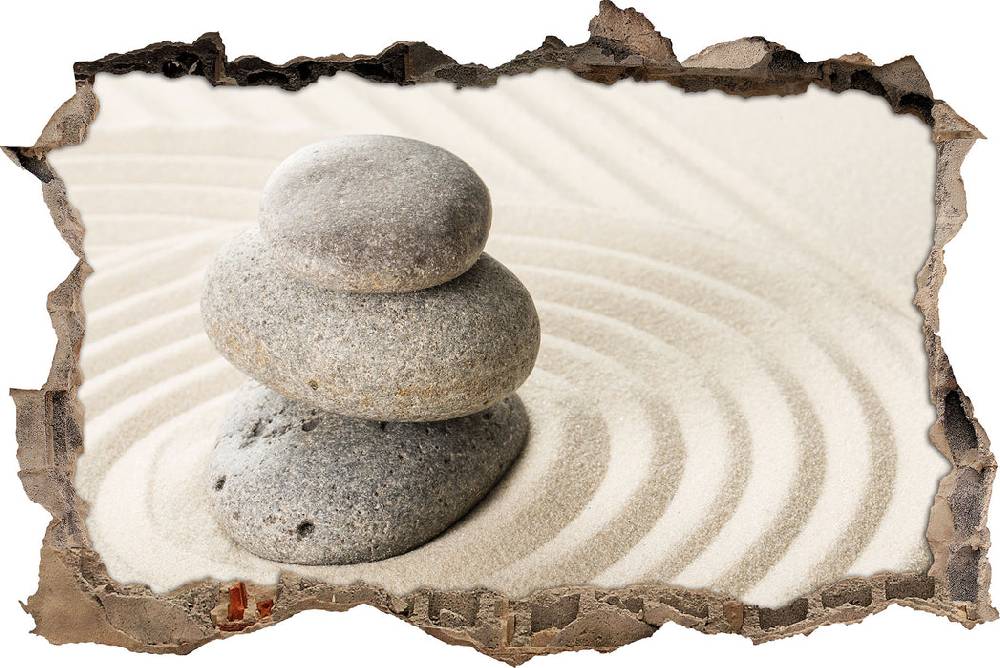 Pixxprint Steine in Sand mit Muster, 3D Wandtattoo