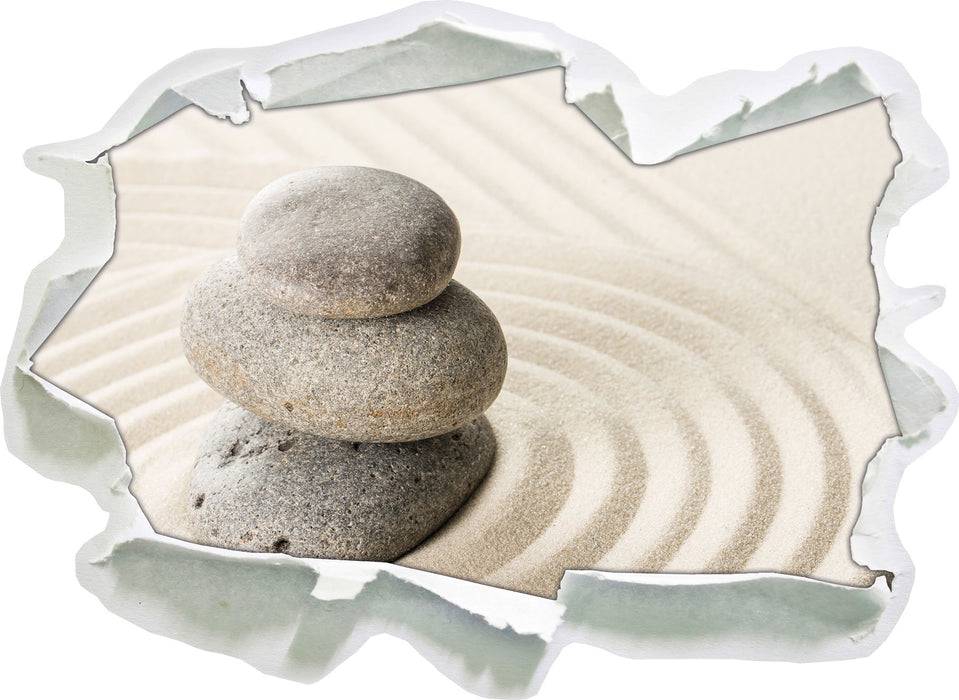 Pixxprint Steine in Sand mit Muster, 3D Wandtattoo Riesige Ersparnisse