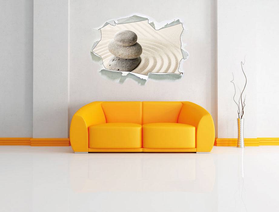 Pixxprint Steine in Sand mit Muster, 3D Wandtattoo Riesige Ersparnisse