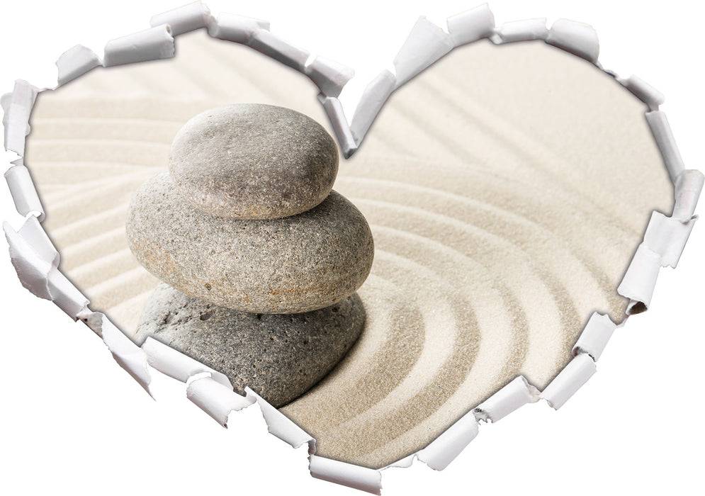 Pixxprint Steine in Sand mit Muster, 3D Wandtattoo Riesige Ersparnisse