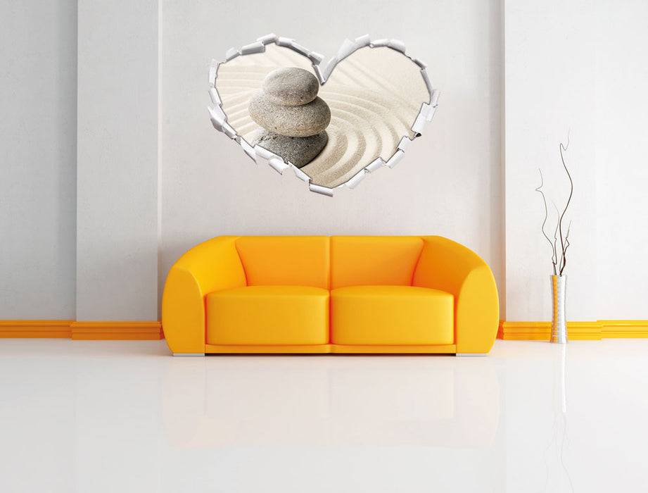 Pixxprint Steine in Sand mit Muster, 3D Wandtattoo Riesige Ersparnisse