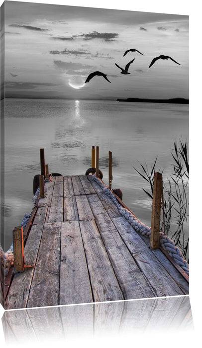 Pixxprint schöner Steg mit Vögeln, Leinwandbild Wochenangebot